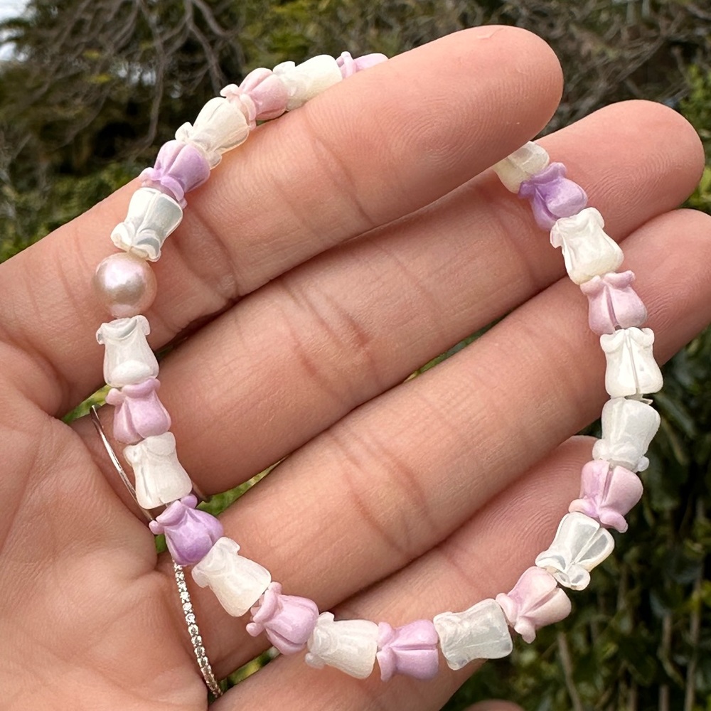 ❌SOLD❌ Handmade Pua Kalaunu Mother of Pearl & Freshwater Pearl Bracelet - Picture 3 of 11